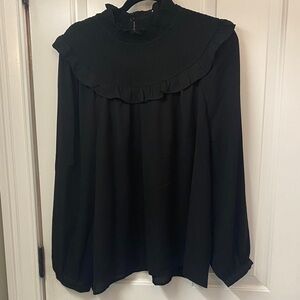 Loft Elegant Black Ruffled Women's Top